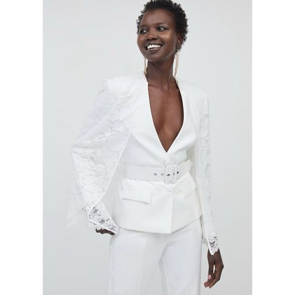 NY&Co Lace Cape Belted Jacket - Picture 1 of 16